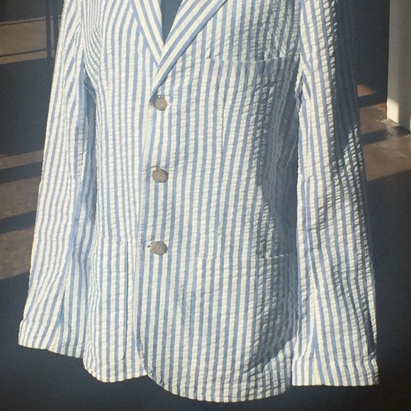 Striped blue and white cotton loose fit blazer - Picture 3 of 8